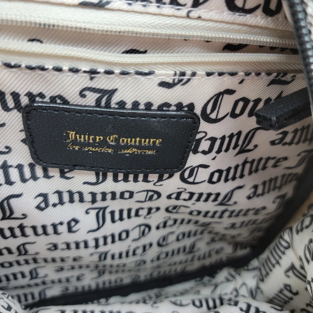 Juicy Couture Goth Stat Black Our Zip Says It All Backpack Black Grey Straps New